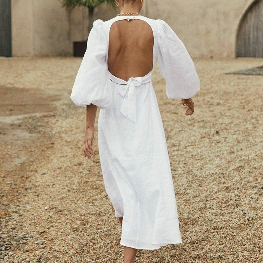 DISSH Downfall Midi Linen Dress  4 US